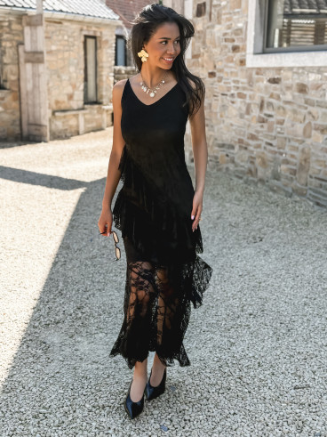 Robe longue Sally - Noir