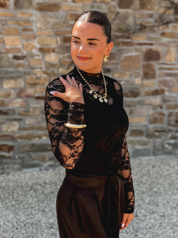 Blouse en dentelle Milaya - Noir