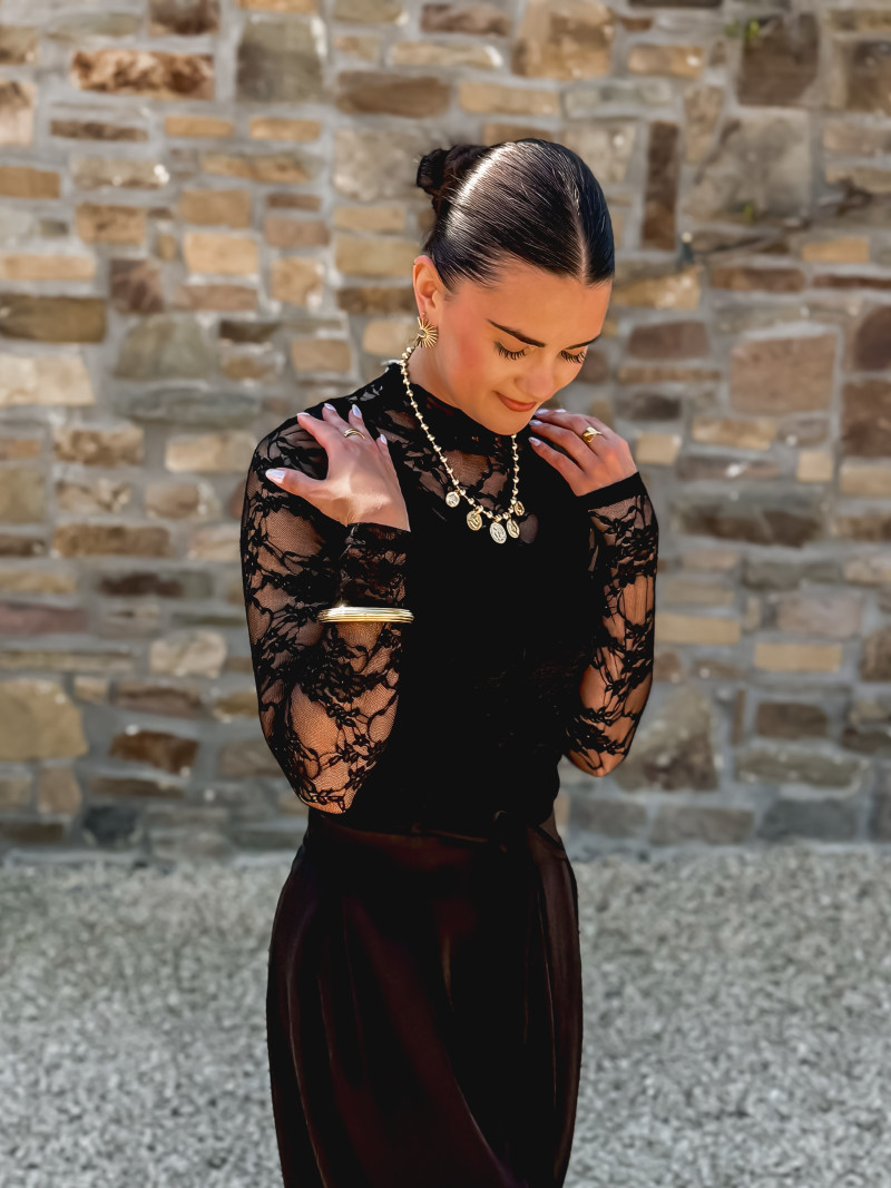 Blouse en dentelle Milaya - Noir