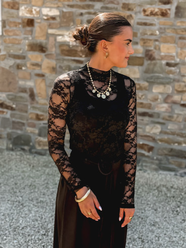 Blouse en dentelle Milaya - Noir