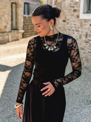 Blouse en dentelle Milaya - Noir
