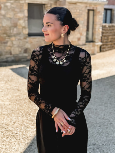 Blouse en dentelle Milaya - Noir