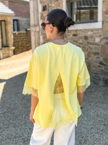 T-shirt en dentelle Charlie - Jaune