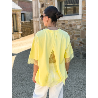 T-shirt en dentelle Charlie - Jaune