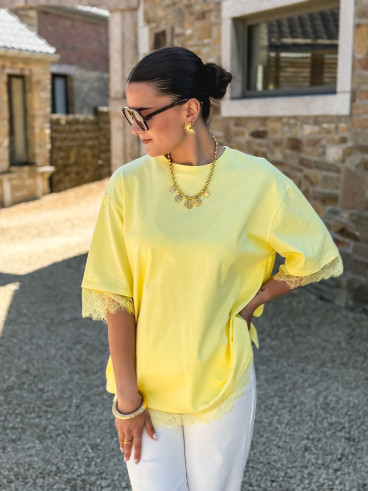 T-shirt en dentelle Charlie - Jaune