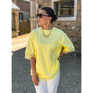 T-shirt en dentelle Charlie - Jaune