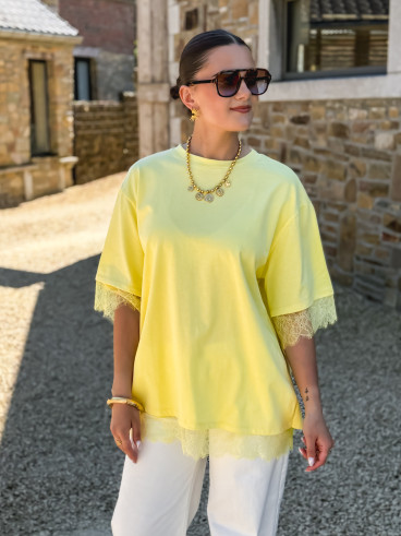 T-shirt en dentelle Charlie - Jaune