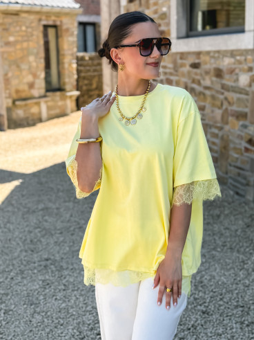T-shirt en dentelle Charlie - Jaune