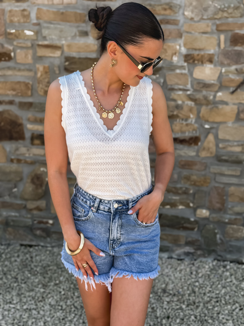 Pull sans manches Malory - Ecru