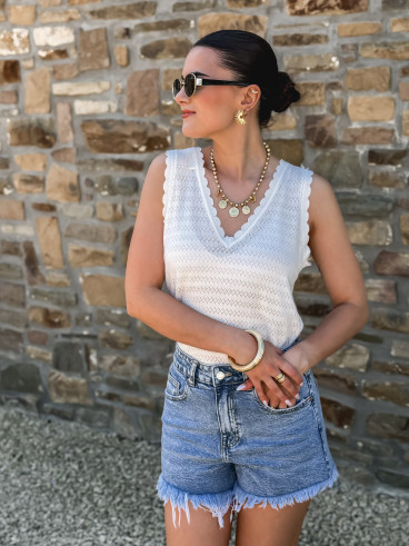 Pull sans manches Malory - Ecru