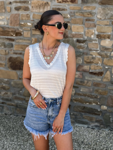 Pull sans manches Malory - Ecru