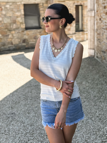 Pull sans manches Malory - Ecru