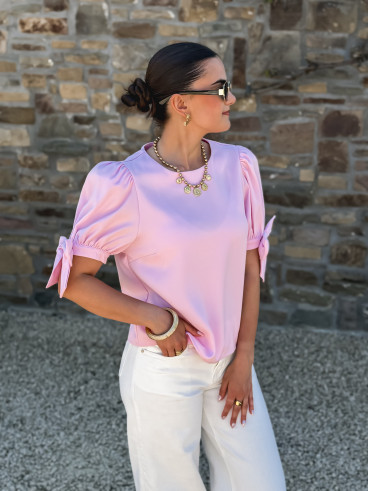 Blouse manches courtes Valda - Rose