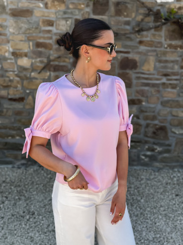 Blouse manches courtes Valda - Rose