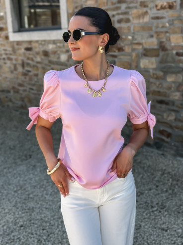 Blouse manches courtes Valda - Rose