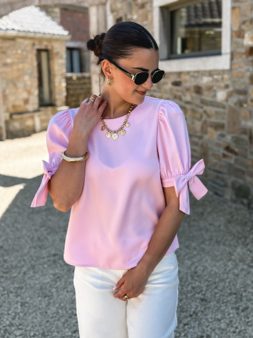 Blouse manches courtes Valda - Rose