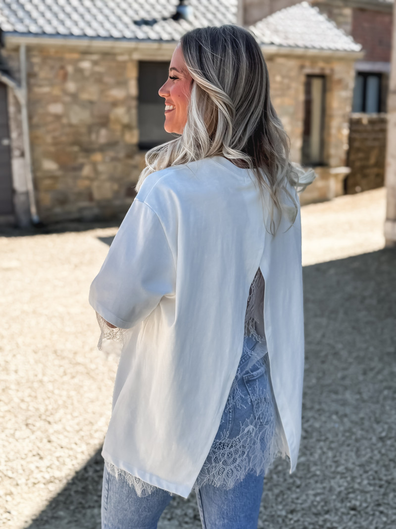 T-shirt en dentelle Charlie - Blanc