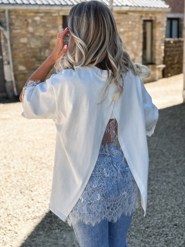 T-shirt en dentelle Charlie - Blanc