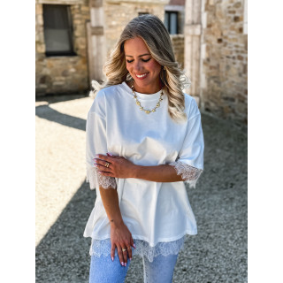 T-shirt en dentelle Charlie - Blanc