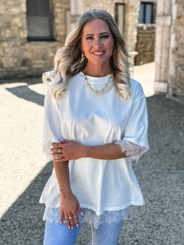 T-shirt en dentelle Charlie - Blanc