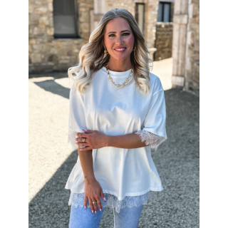 T-shirt en dentelle Charlie - Blanc