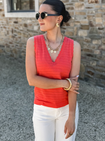 Pull sans manches Malory - Corail