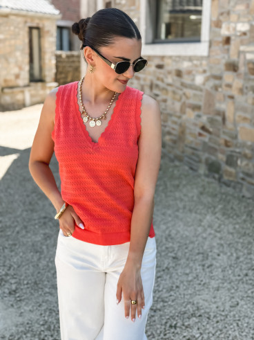 Pull sans manches Malory - Corail