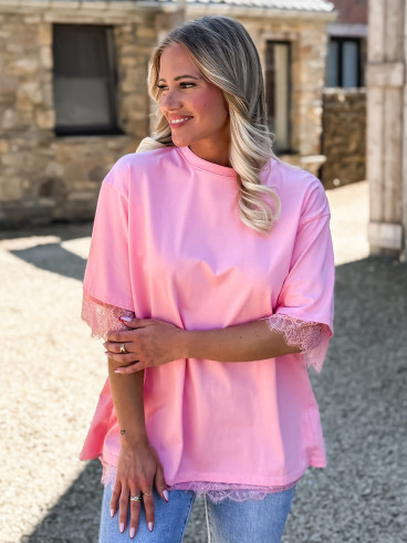 T-shirt en dentelle Charlie - Rose