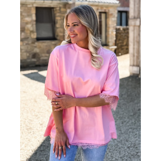 T-shirt en dentelle Charlie - Rose