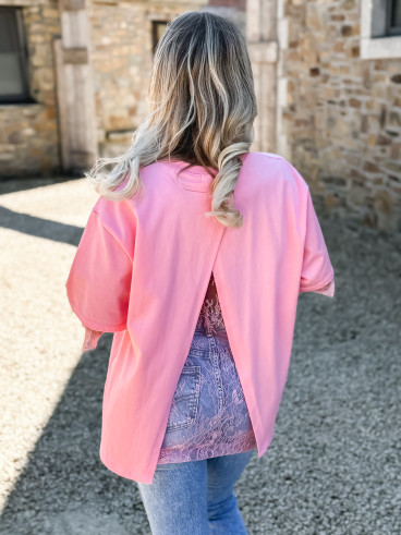 T-shirt en dentelle Charlie - Rose