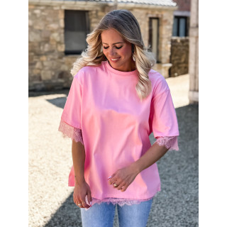 T-shirt en dentelle Charlie - Rose