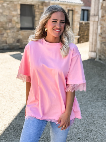 T-shirt en dentelle Charlie - Rose