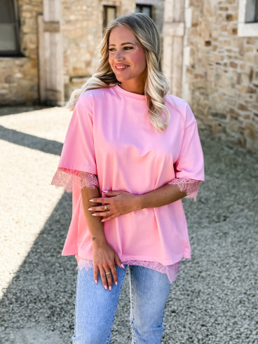 T-shirt en dentelle Charlie - Rose