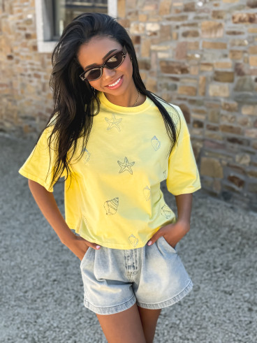 T-shirt Plage - Jaune/Bleu