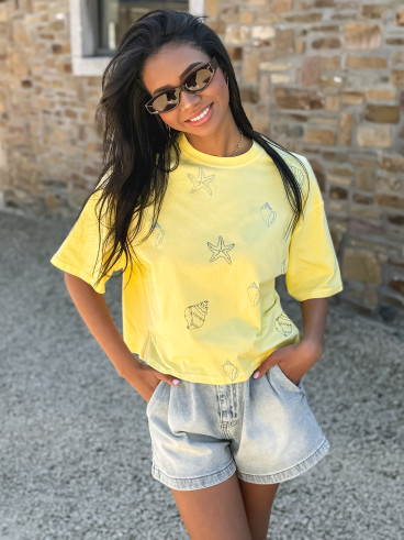 T-shirt Plage - Jaune/Bleu