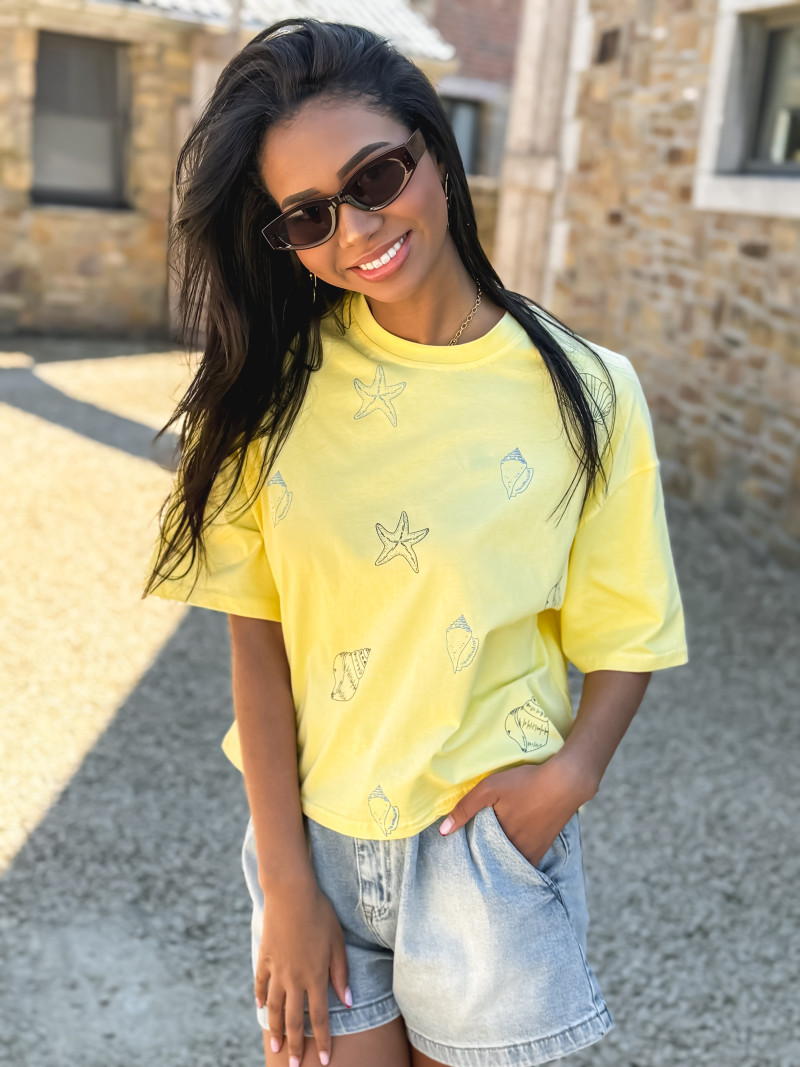 T-shirt Plage - Jaune/Bleu