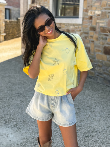 T-shirt Plage - Jaune/Bleu