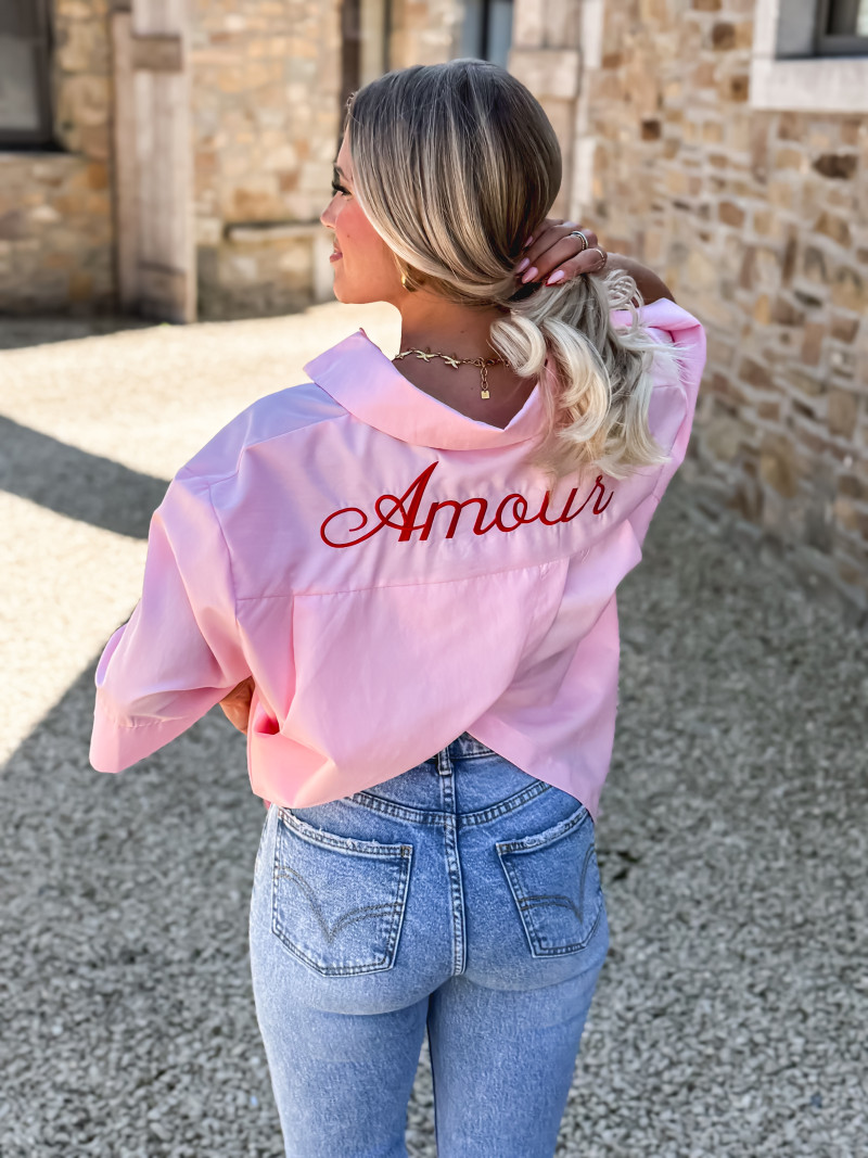 Chemise manches courtes Corazon - Rose