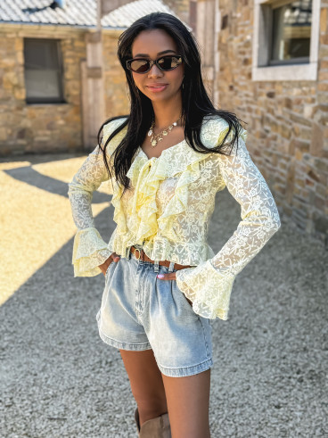 Blouse en dentelle Armance - Jaune