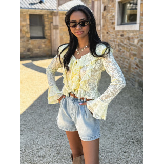 Blouse en dentelle Armance - Jaune