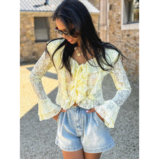 Blouse en dentelle Armance - Jaune