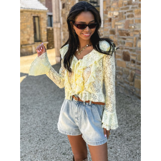 Blouse en dentelle Armance - Jaune