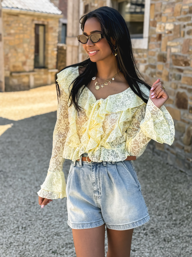 Blouse en dentelle Armance - Jaune