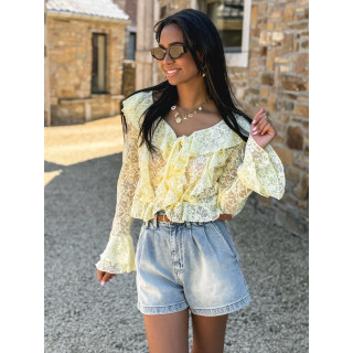 Blouse en dentelle Armance - Jaune