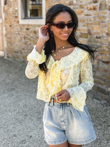 Blouse en dentelle Armance - Jaune