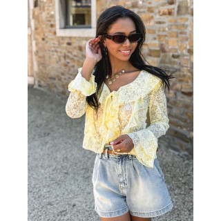 Blouse en dentelle Armance - Jaune