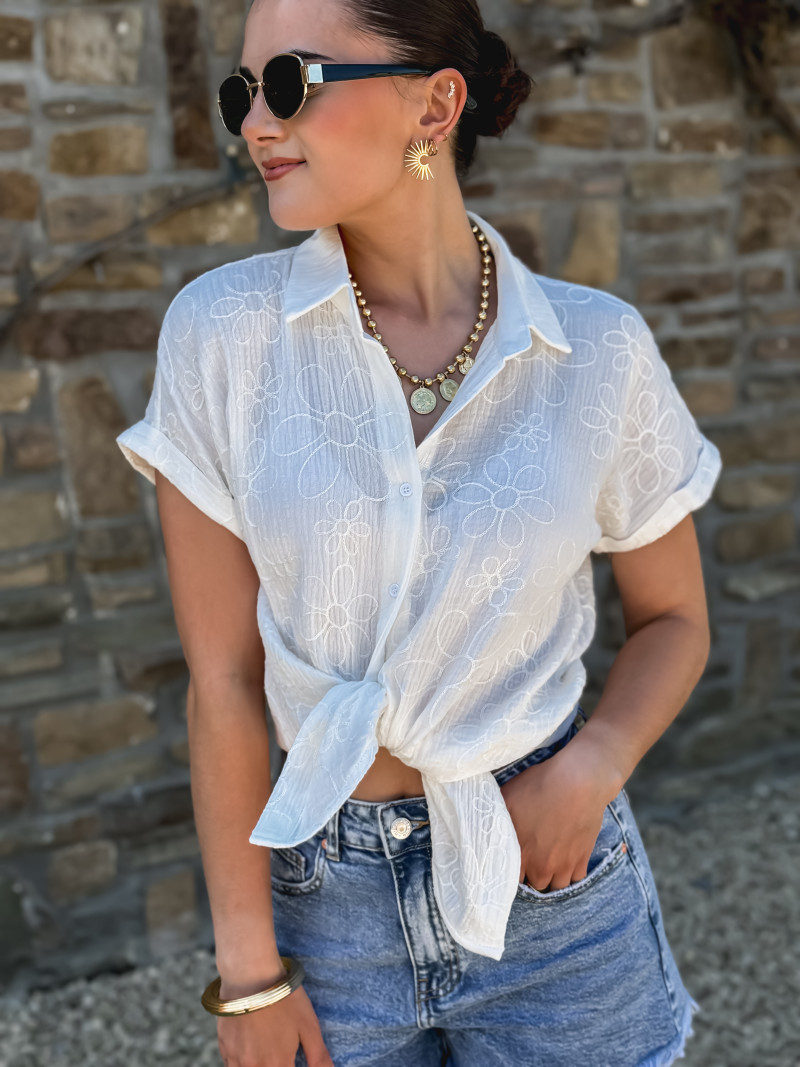 Chemise manches courtes Nicoletta - Blanc