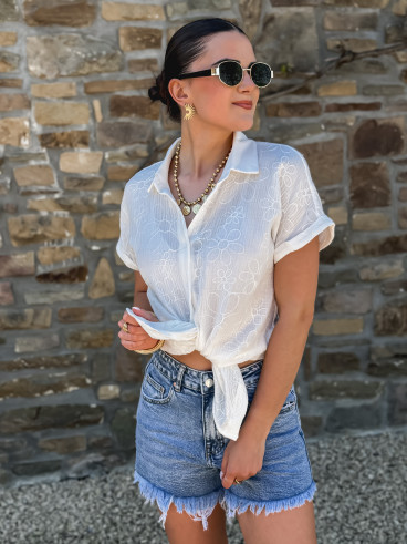 Chemise manches courtes Nicoletta - Blanc