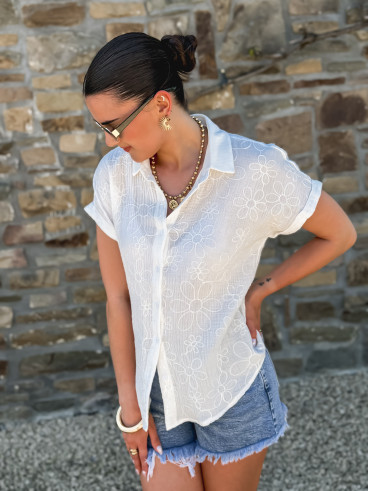 Chemise manches courtes Nicoletta - Blanc