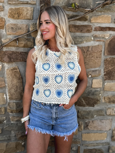 Blouse Clarina - Crème/Bleu